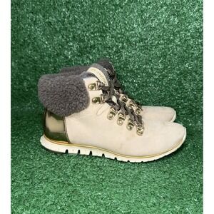 Cole Haan 4.Zerogrand Hiker Waterproof Beige Fur Lined Boots Womens Size‎ 5 B